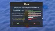 Stats of the Frostbite Pan (Image via Roblox)